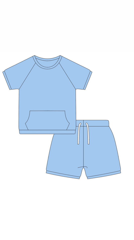 Sky blue t shirt and shorts sets